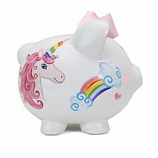 Unicorns and Rainbows Piggy Bank 8"