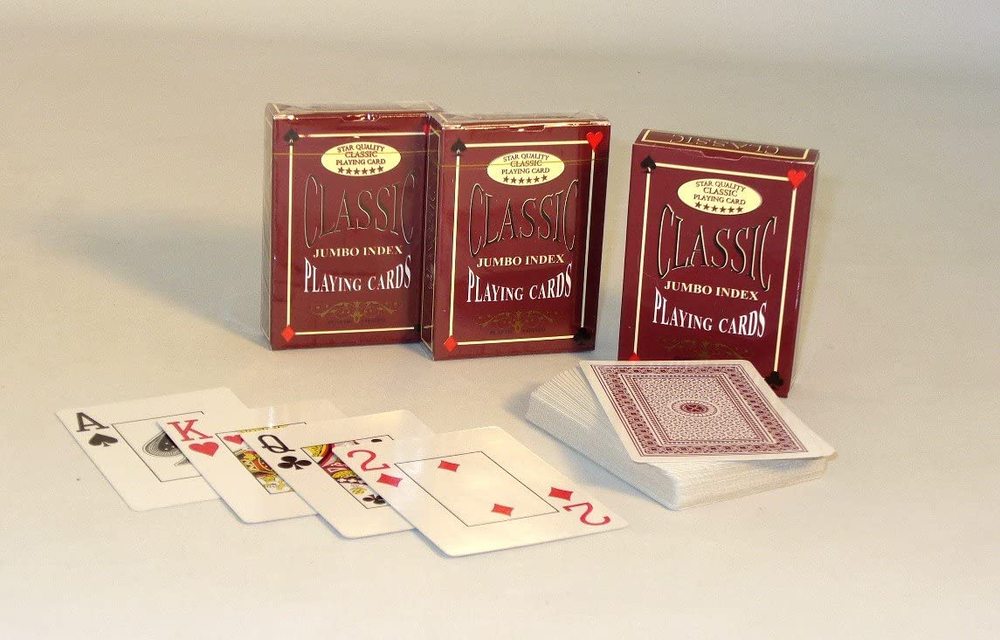 Poker Size Jumbo Face Playing Cards - Red