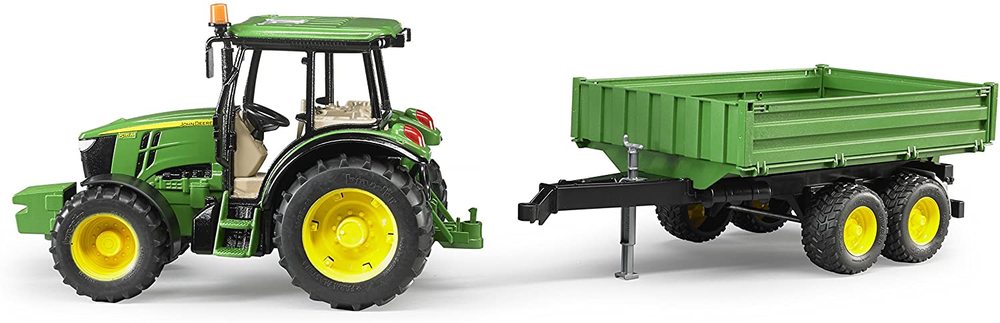 Opaque table Voyage John Deere 5115 M with Tipping Trailer, from Bruder and Totally Thomas Inc.