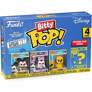Funko Bitty Pop! Disney Mini Collectible Toys 4-Pack - Mickey Mouse, Minnie Mouse, Pluto & Mystery Chase Figure (Styles May Vary