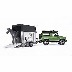 Land Rover Station Wagon with Horse Trailer & Horse