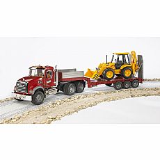 MACK Granite Flatbed Truck with JCB Loader Backhoe