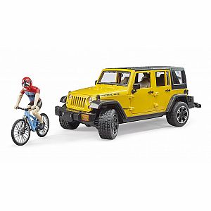 Jeep Wrangler Rubicon with Mountain Bike and Cyclist