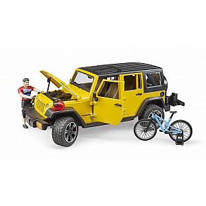 Jeep Wrangler Rubicon with Mountain Bike and Cyclist