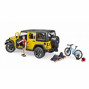 Jeep Wrangler Rubicon with Mountain Bike and Cyclist