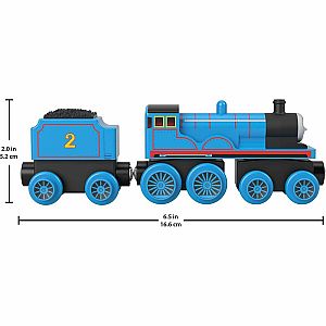 Fisher-Price Wooden Railway Edward Engine and Coal Car, Push-Along Train