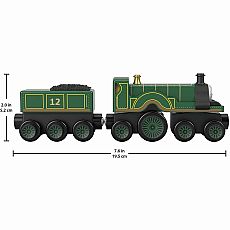 Thomas & Friends Fisher-Price Wooden Railway Emily Engine and Coal Car, Push-Along Train