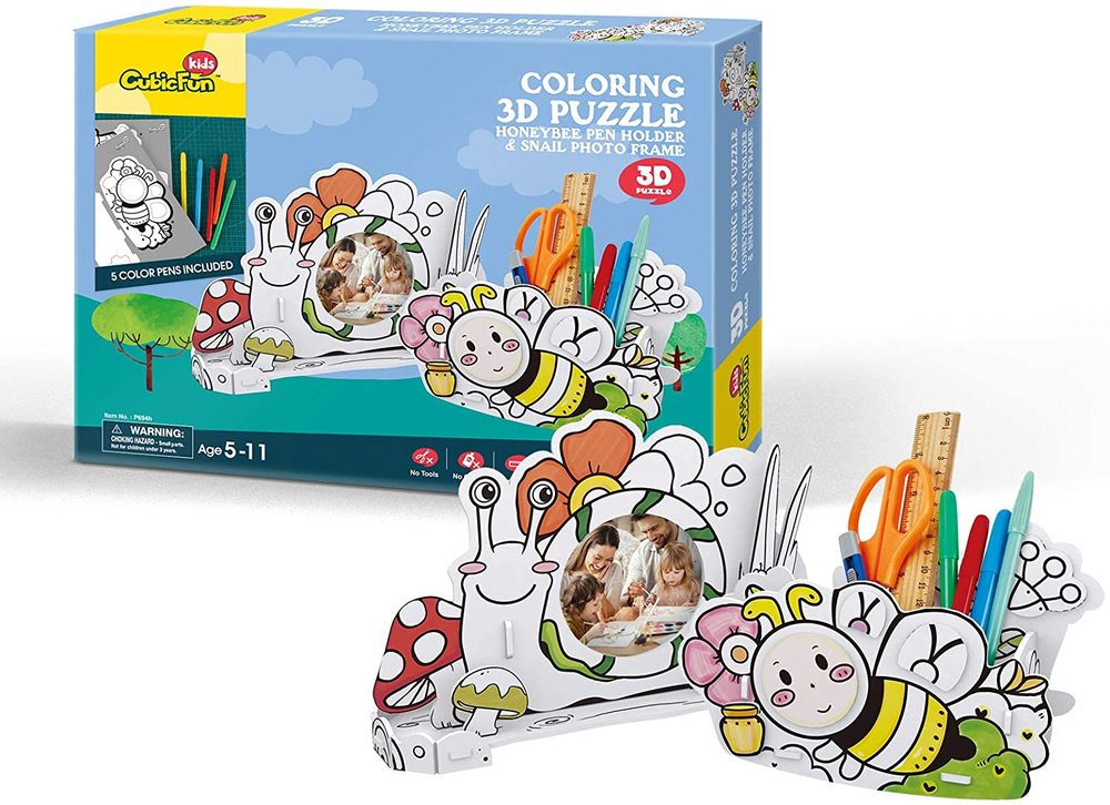 Coloring 3D Puzzle 22pc - Honeybee Pen Holder with 5 Pens, from Daron ...