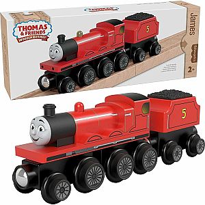 Thomas & Friends Wooden Railway, James Engine and Coal Car, Push-Along Train