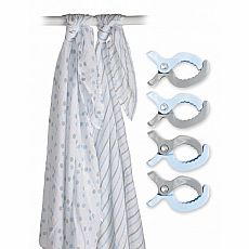 Lulujo Two-Pack Swaddles & Clips - Blue - 47x47