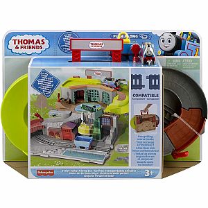 Thomas & Friends Sodor Take-Along Train Set, Portable Playset with Die Cast Thomas Engine Cargo and Working Crane