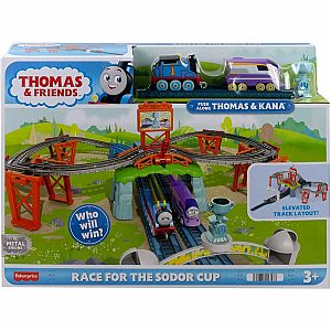 Thomas & Friends Race for The Sodor Cup – Thomas and Kana Push-Along Train and Track Race Set 