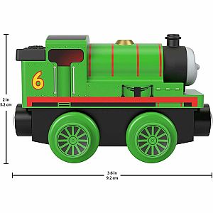 Thomas & Friends Fisher-Price Wooden Railway, Percy Engine, Push-Along Toy Train
