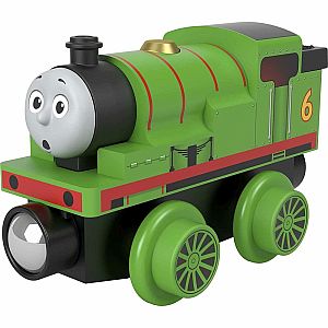 Thomas & Friends Fisher-Price Wooden Railway, Percy Engine, Push-Along Toy Train