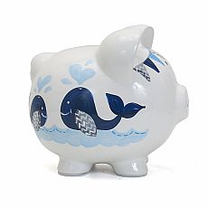 Child to Cherish Ceramic Piggy Bank, Blue Double Whale