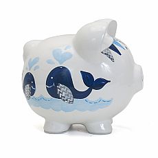 Child to Cherish Ceramic Piggy Bank, Blue Double Whale