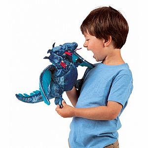 Blue Three-headed Dragon Hand Puppet