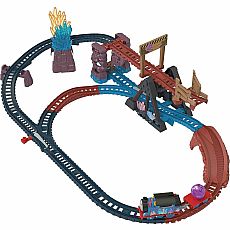 TrackMaster Fisher-Price Thomas and Friends Toy Train Set with Motorized Thomas Train and Tipping Bridge, 8 Feet of Track, Cryst