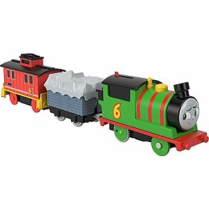 Thomas & Friends Percy & Brake Car Bruno Motorized Battery-Powered Toy Train 